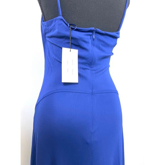Proenza Schouler White Label Midi Dress in Blueberry Size 6 V-Neck Ruched Jersey - Picture 6 of 7